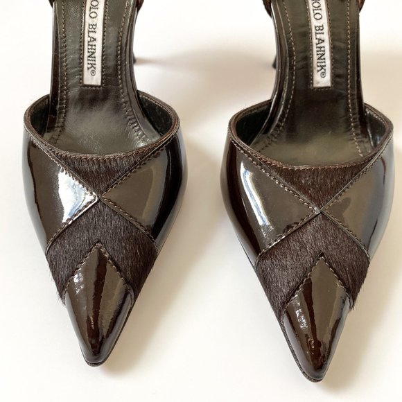 Manolo Blahnik Black Patent D'Orsay Pumps Size 36 - Picture 4 of 14